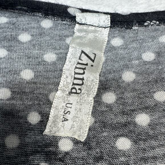 Zinna Black White Polka Dot Flounce Hem Tank Top Size Small - Picture 2 of 7